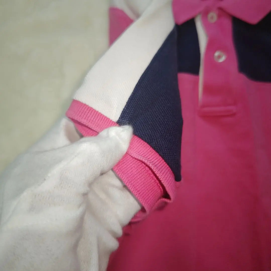 [Popular☆POLO RALPH LAUREN] Pink, navy, white, polo shirt, size M