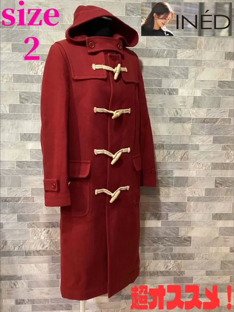 INED | Ined Long Duffle Coat Wool Red 2 ✨ Highly recommended✨