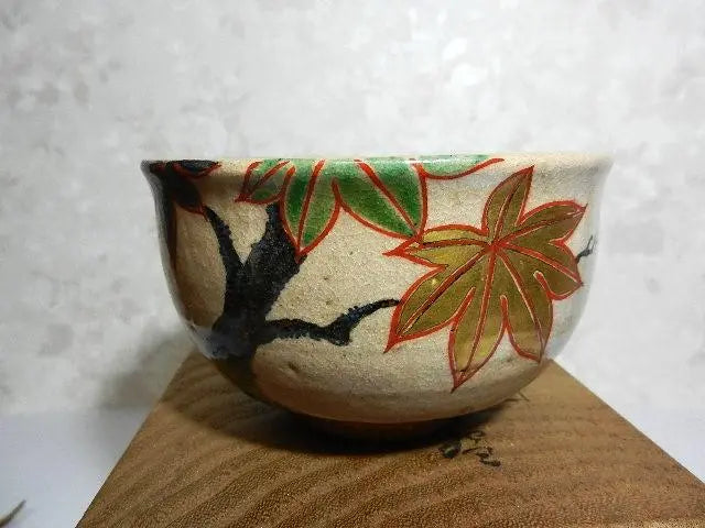 Tea ceremony utensils "Colored Kaede no Tsukazu Tea Bowl (Mut Nakazorokuzo)" (rare antique colored tea bowl)