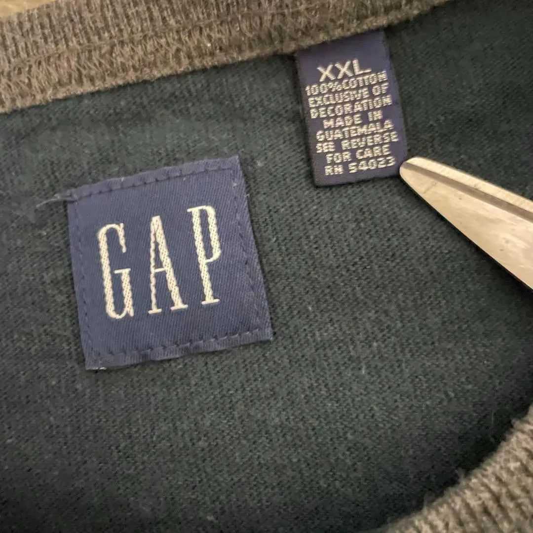 [Ropa vieja] OLD GAP Camiseta con timbre de manga larga Emblema de los años 90 Patrón de nieve Azul marino | [古着]OLD GAP 長袖 リンガーTシャツ 90s ワッペン 雪柄 ネイビー