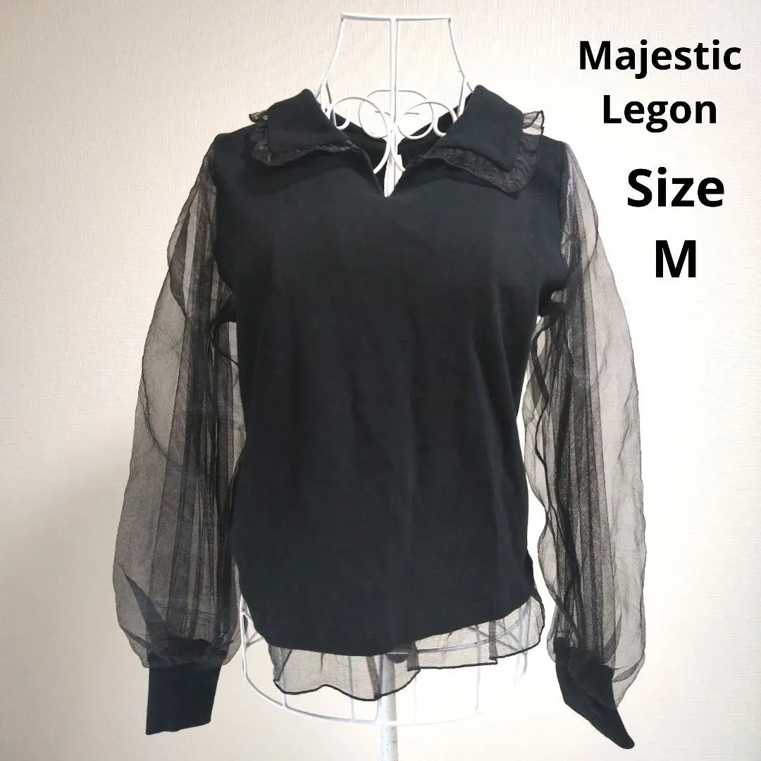 [Stylish☆Majestic Legon] Black Tulle Cut and Sew Size M | 【オシャレ☆Majestic Legon】黒　チュールカットソー　サイズM