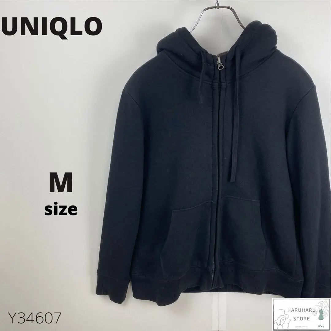 UNIQLO Boas Sweat Full Zip Hoodie Cold Protection Versatile Black