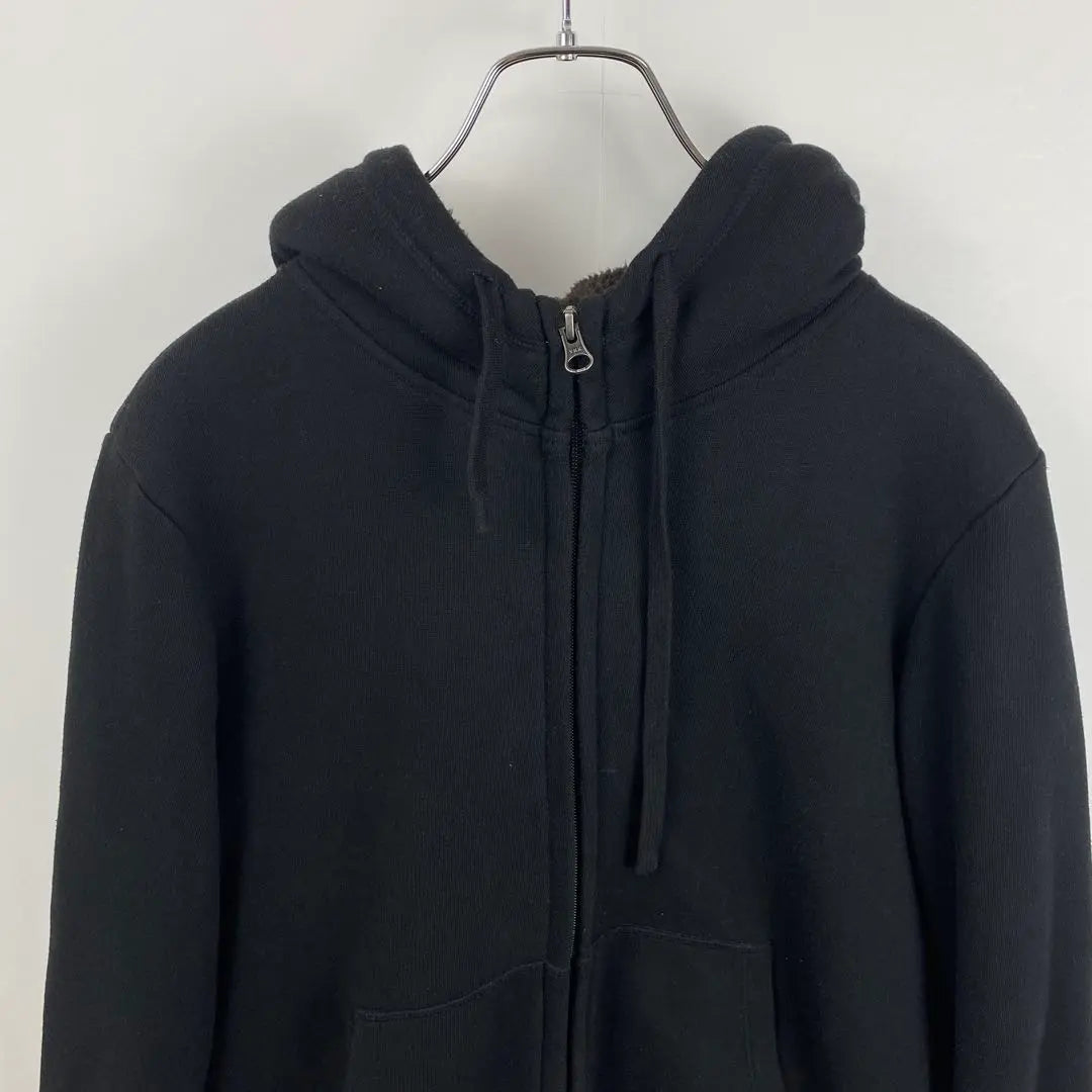 UNIQLO Boas Sweat Full Zip Hoodie Cold Protection Versatile Black