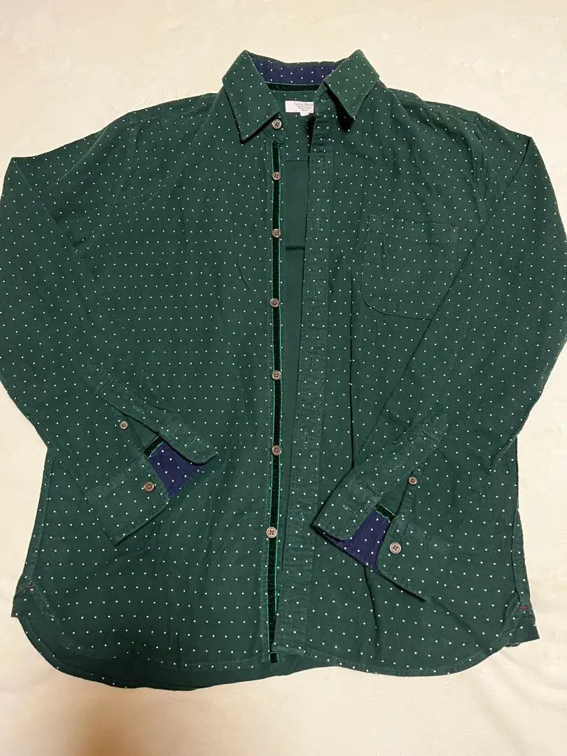 Green color long sleeve shirt with dot pattern