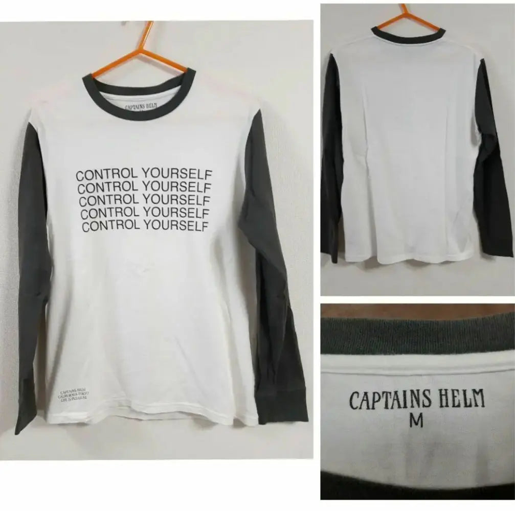 captains helm long t M sleeve switching ribbed sleeves made in Japan