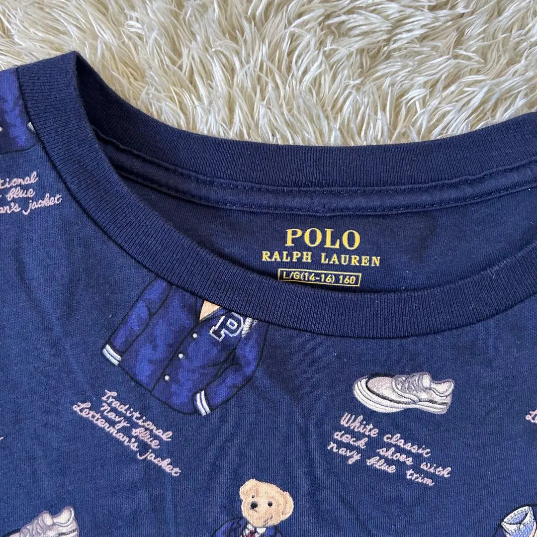 ✨Good condition✨Polo Ralph Lauren❣️Polo Bear T-shirt Short sleeve Bear print All-over pattern