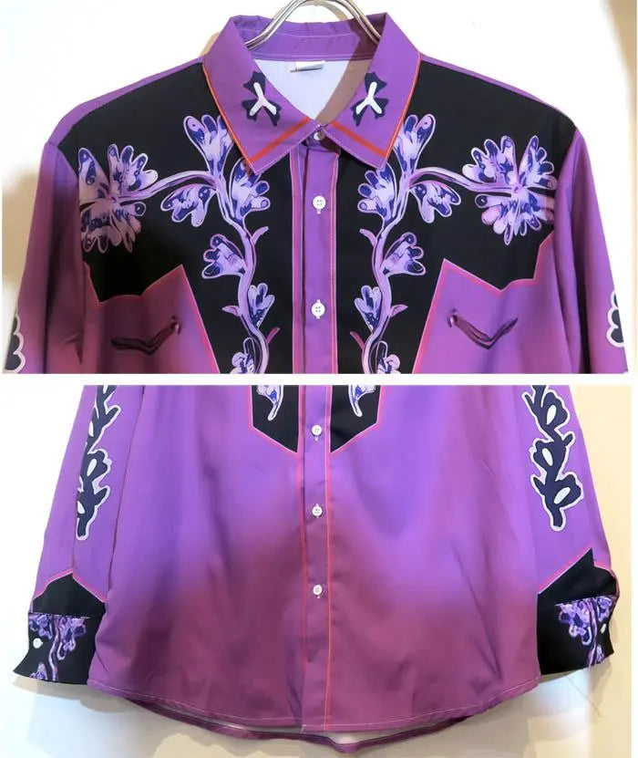 S Western Shirt Purple Cowboy Rockabilly Rodeo Punk Rock