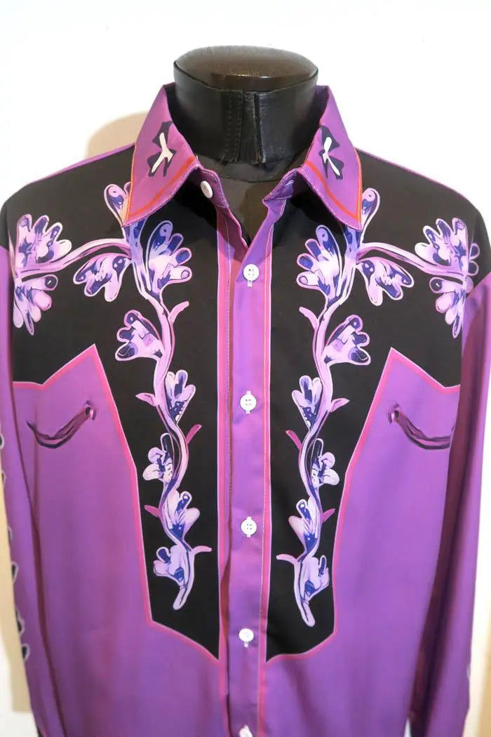 S Western Shirt Purple Cowboy Rockabilly Rodeo Punk Rock