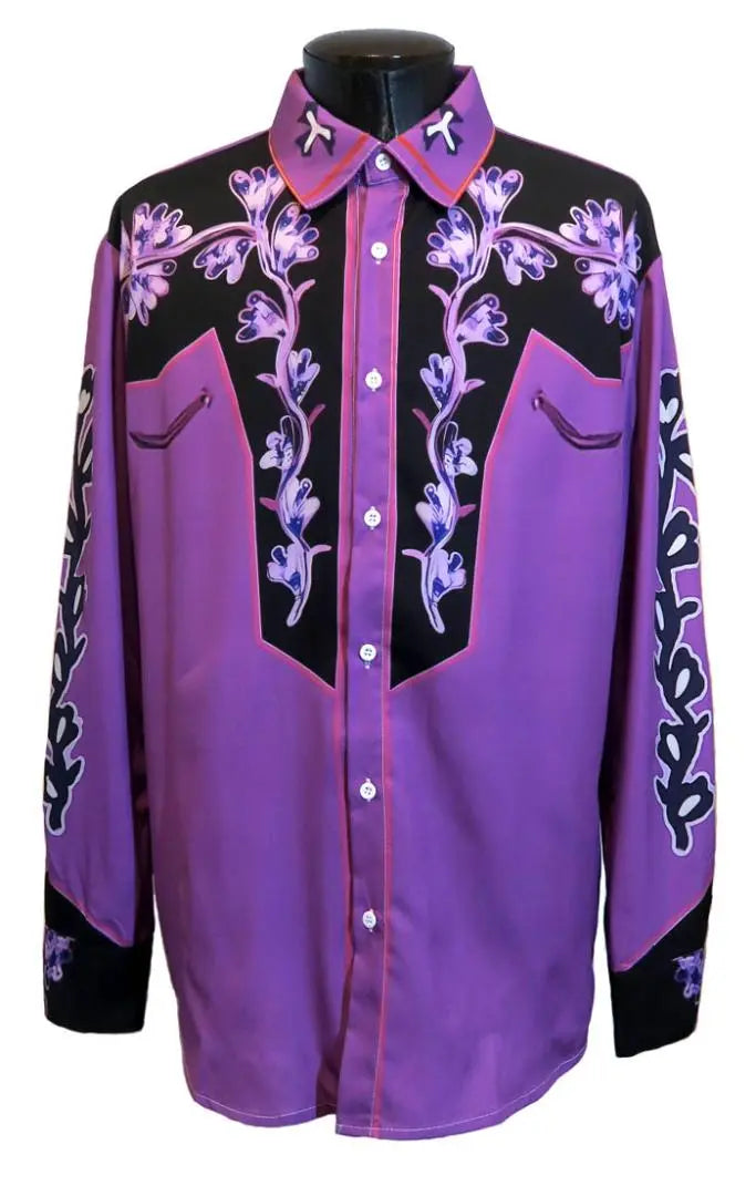 S Western Shirt Purple Cowboy Rockabilly Rodeo Punk Rock