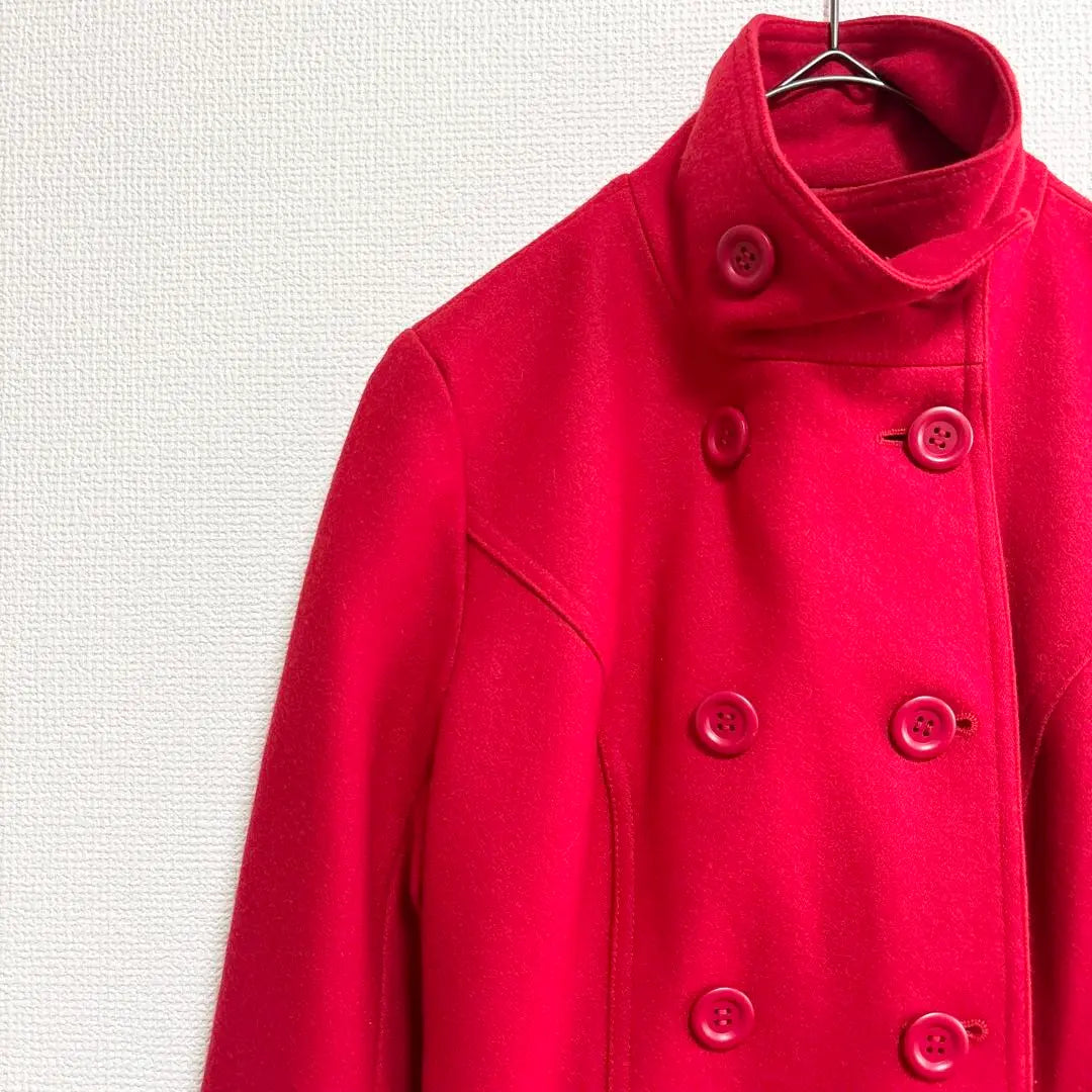 B82 Long Court Retro Wool High Neck Suitable Vintage Y2K Red | b82 ロングコート　レトロ　ウール　ハイネック　上品　ヴィンテージ　Y2K 赤