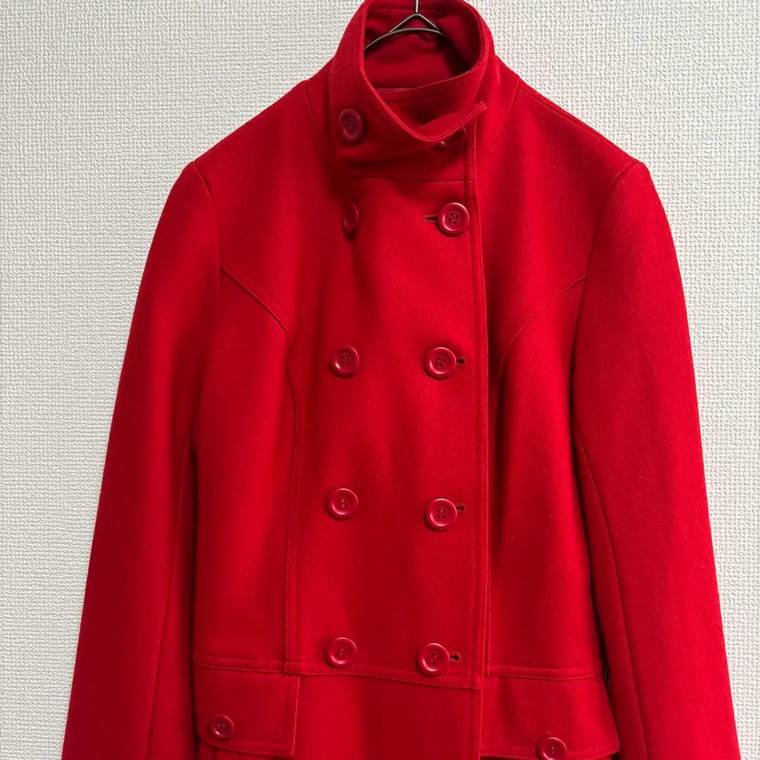 B82 Long Court Retro Wool High Neck Suitable Vintage Y2K Red | b82 ロングコート　レトロ　ウール　ハイネック　上品　ヴィンテージ　Y2K 赤