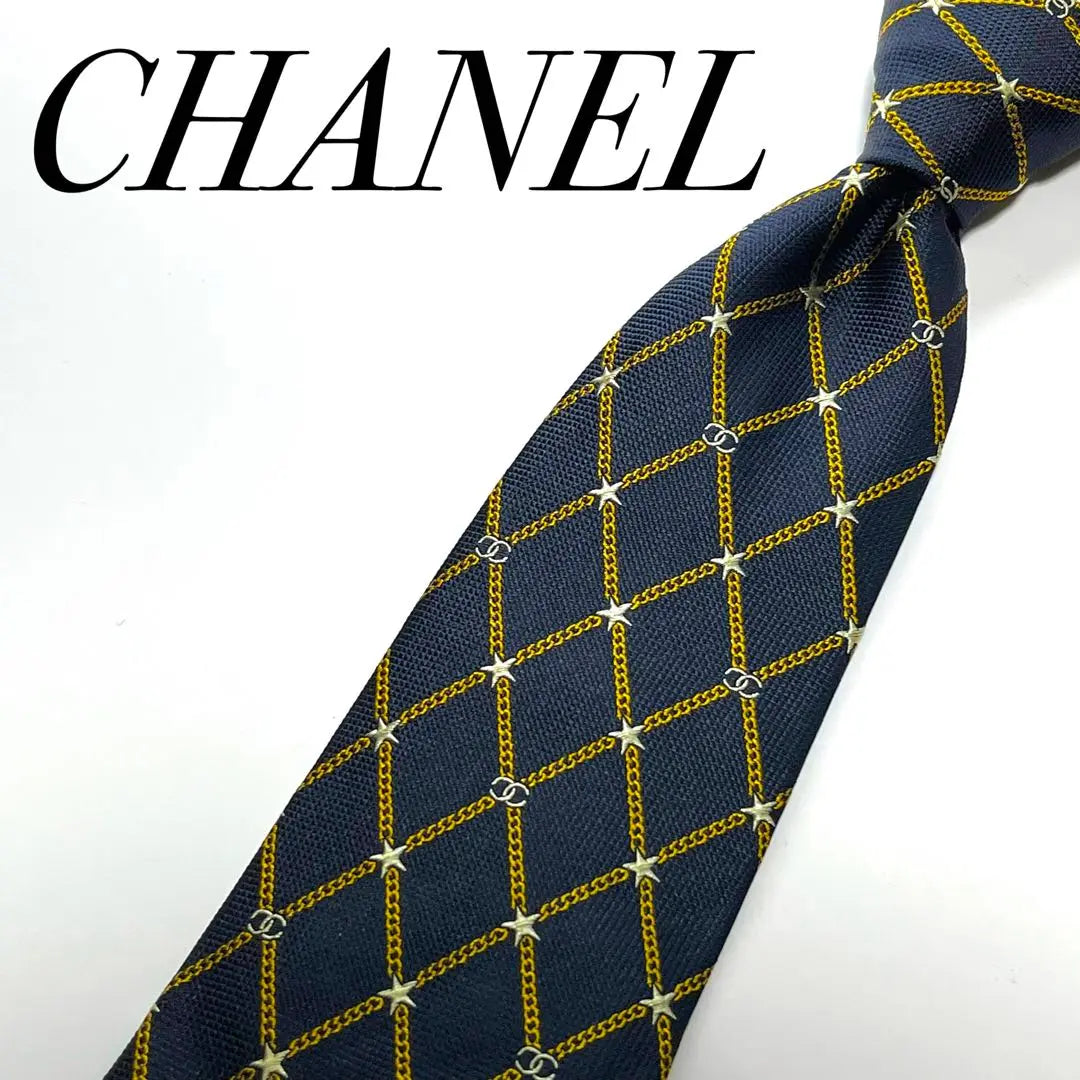 2953 [Good condition] Chanel tie lattice pattern chain star coco mark logo