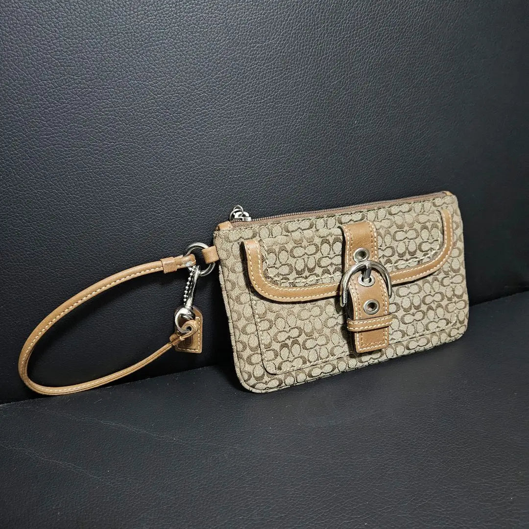 [Used] COACH Belt Pouch Small Signature Dark Beige