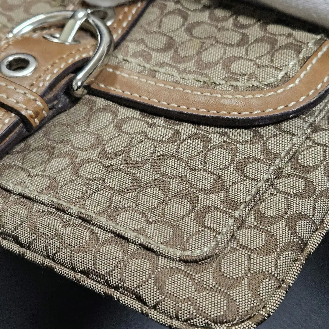 [Used] COACH Belt Pouch Small Signature Dark Beige