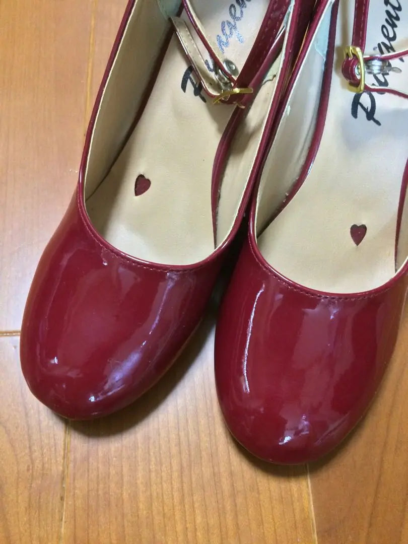 Formal shoes, pumps, bordeaux, ankle strap, enamel