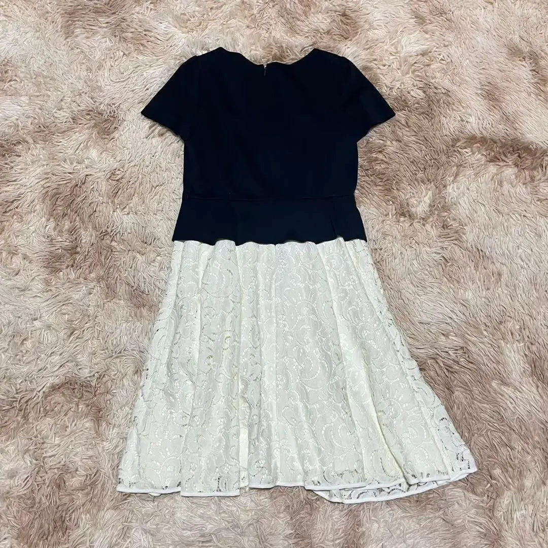 [FDE] Vestido acampanado hasta la rodilla con encaje monocromático TO21