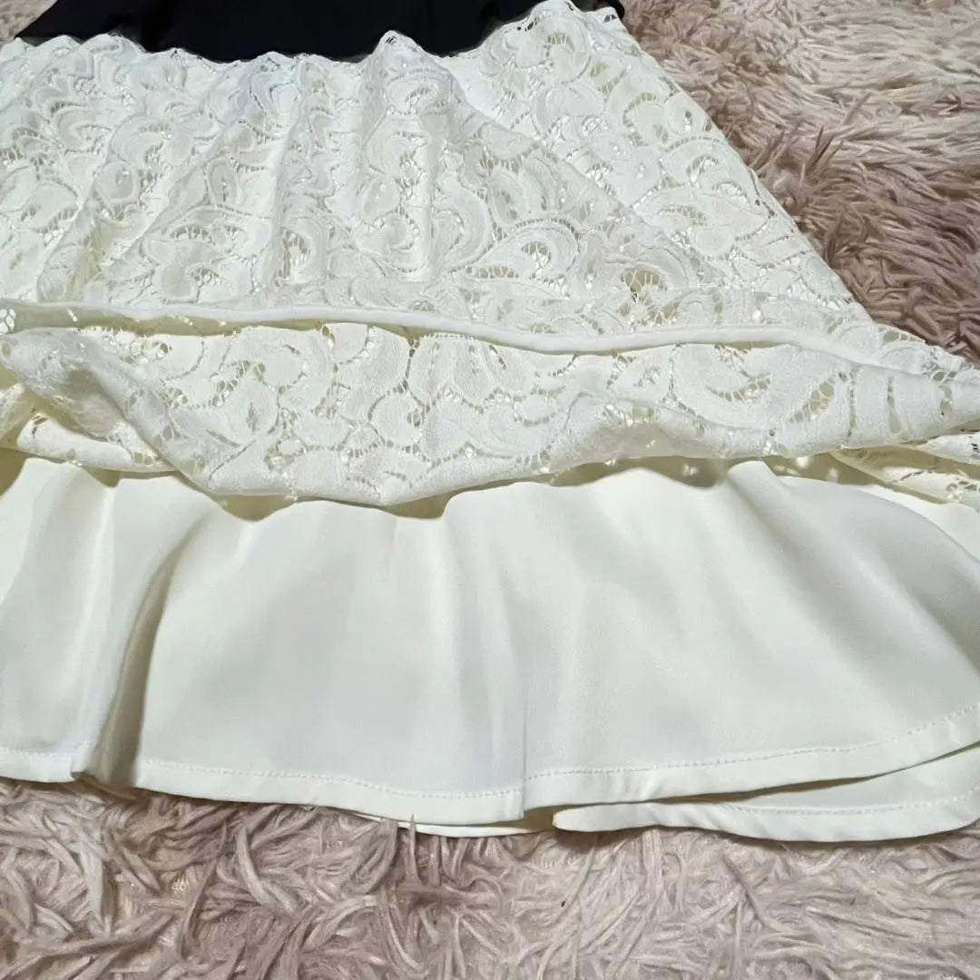 [FDE] Vestido acampanado hasta la rodilla con encaje monocromático TO21