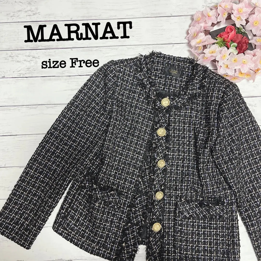 MARNAT tailored jacket F size black and white tweed