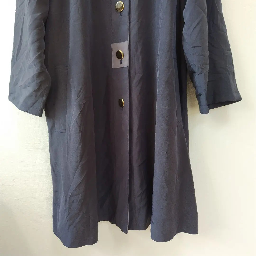 Ladies/nylon jacket coat/thin/navy x gray/gold buttons