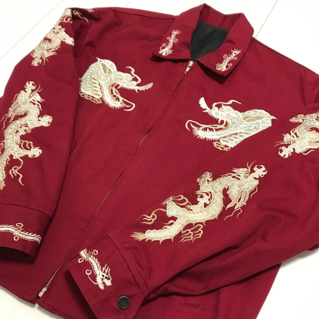 90's vintage old clothes! Blouson -type Sukajan Dragon Talon Zipper