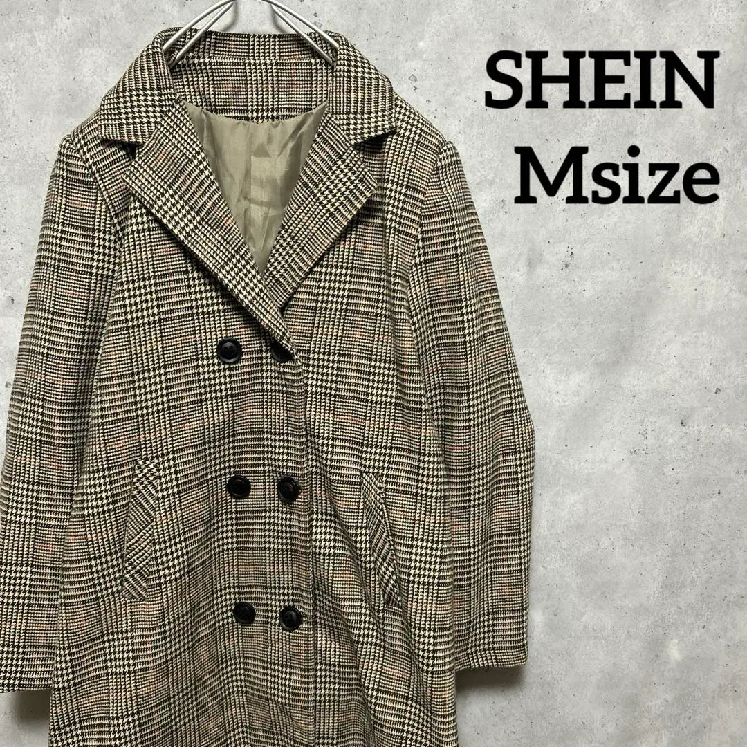 [SHEIN] Glen Check Chester Coat Brown Msize