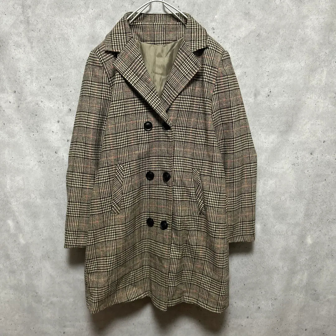 [SHEIN] Glen Check Chester Coat Brown Msize