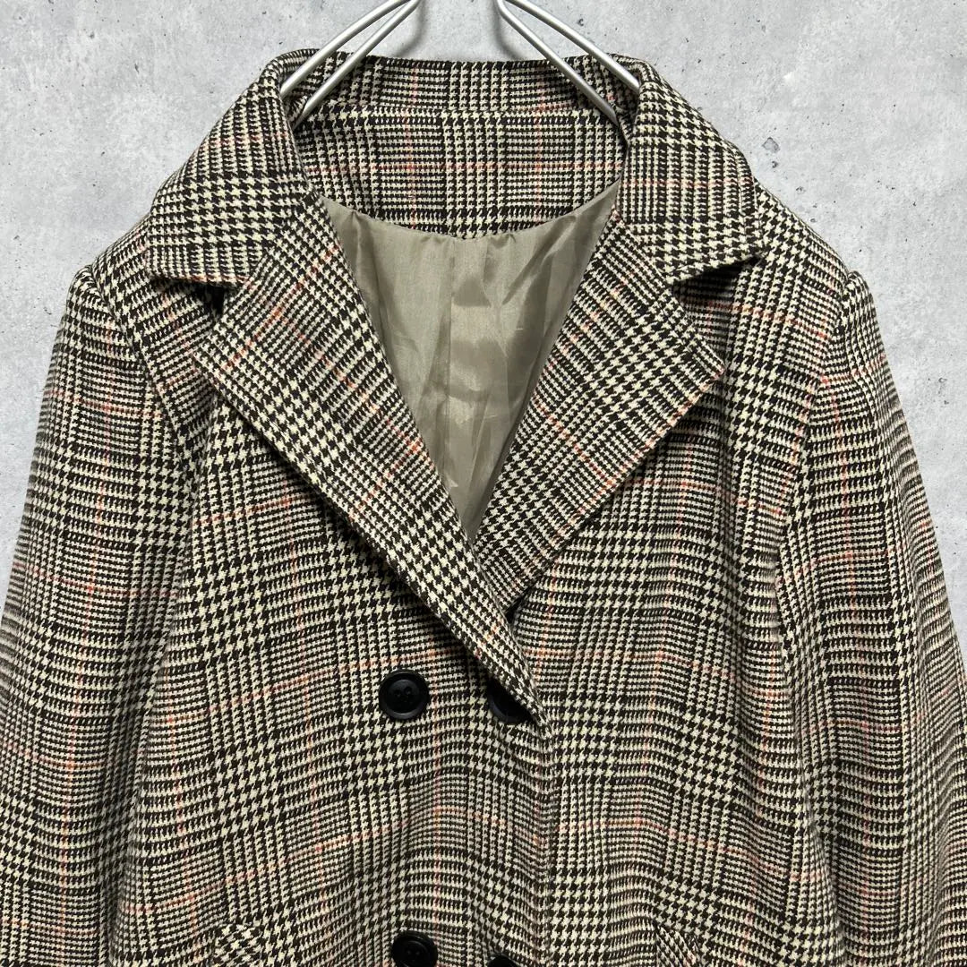 [SHEIN] Glen Check Chester Coat Brown Msize