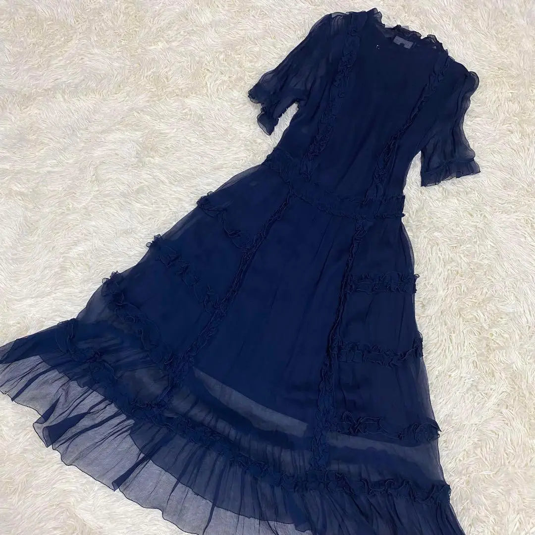 New unused ✨ Leimashu Silk 100% Josett Dress One Piece | 新品 未使用✨リーマシュー シルク100% ジョーゼット ドレス ワンピース