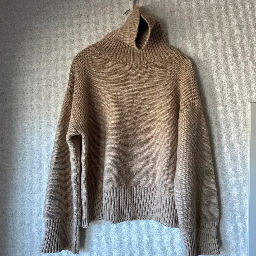 Beige Knit Turtle Neck Long Sleeve | ベージュ ニット タートルネック 長袖