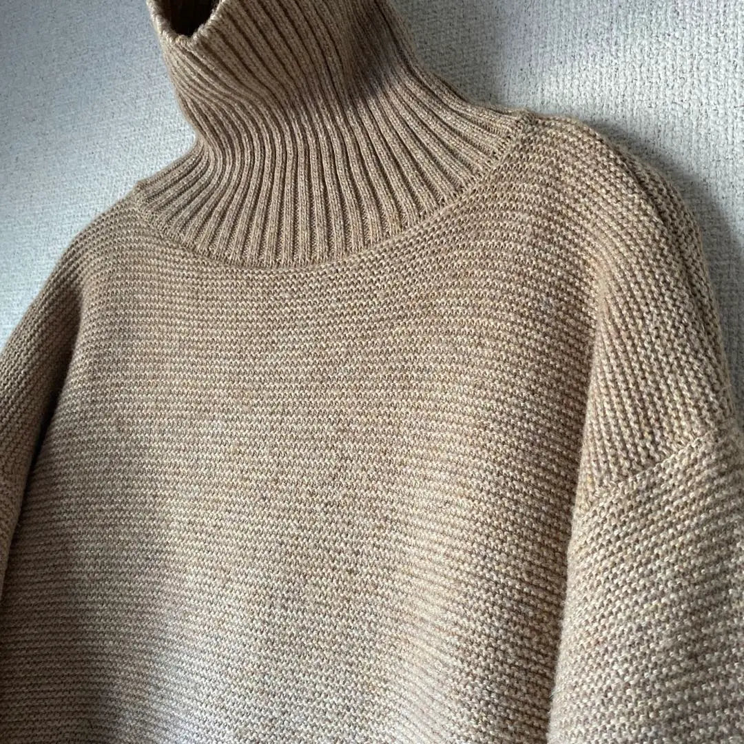 Cuello Alto De Punto Beige Manga Larga | ベージュ ニット タートルネック 長袖