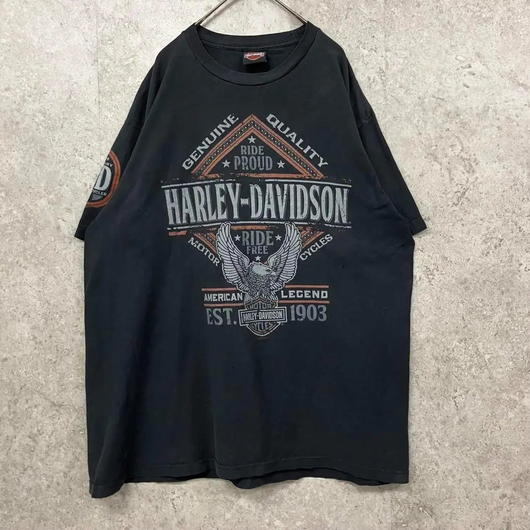 Raro [ropa vieja] Harley Davidson Camiseta con estampado de doble cara Fire Skull XL | レア【古着】ハーレーダビッドソン 両面プリントTシャツ ファイヤースカル XL