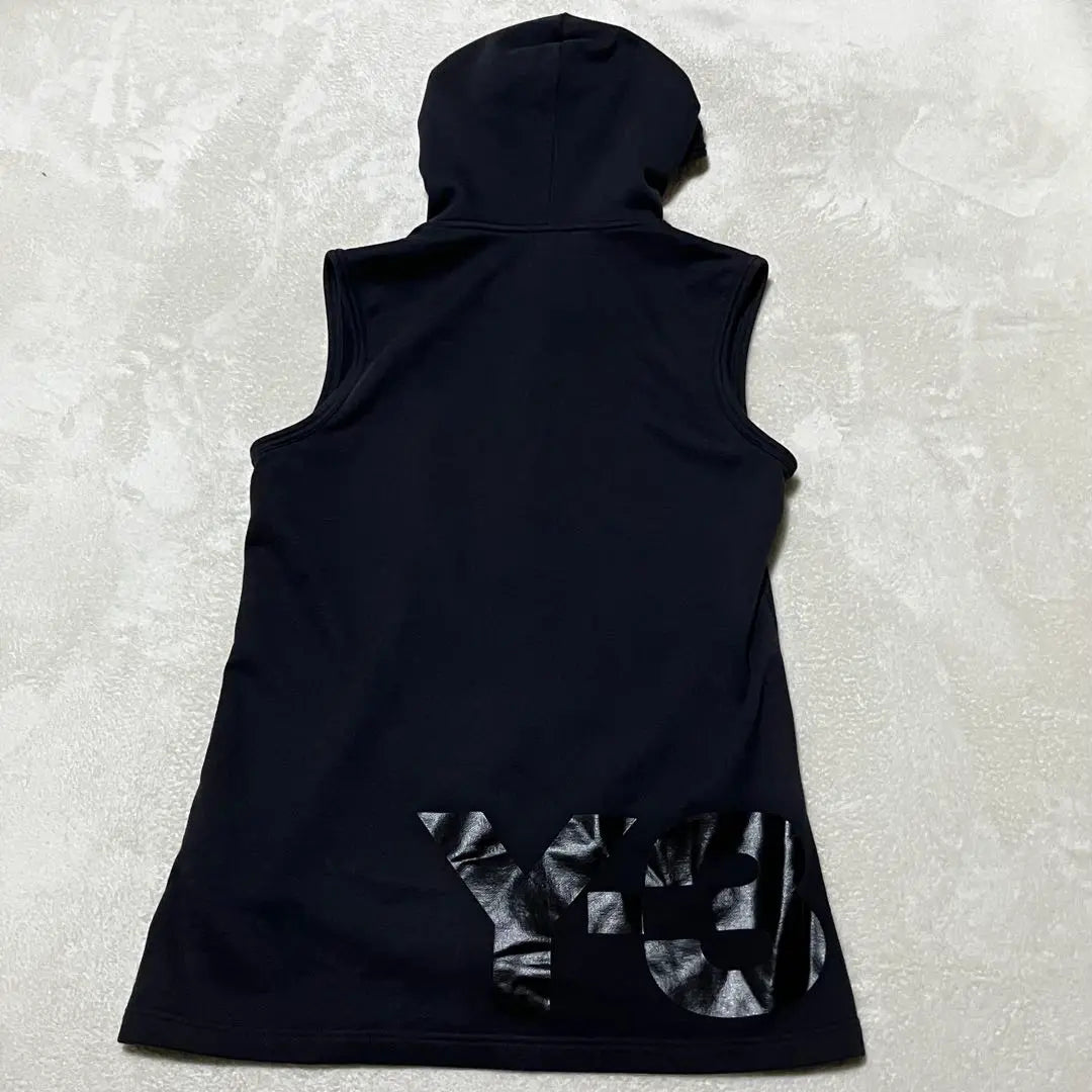 Y-3 Hooded Zip Vest S Black Big Logo YOHJI YAMAMOTO