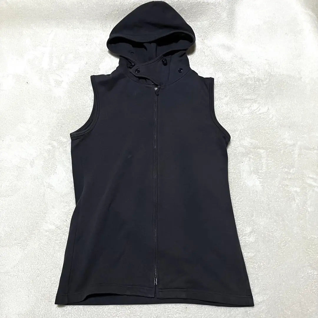 Y-3 Hooded Zip Vest S Black Big Logo YOHJI YAMAMOTO