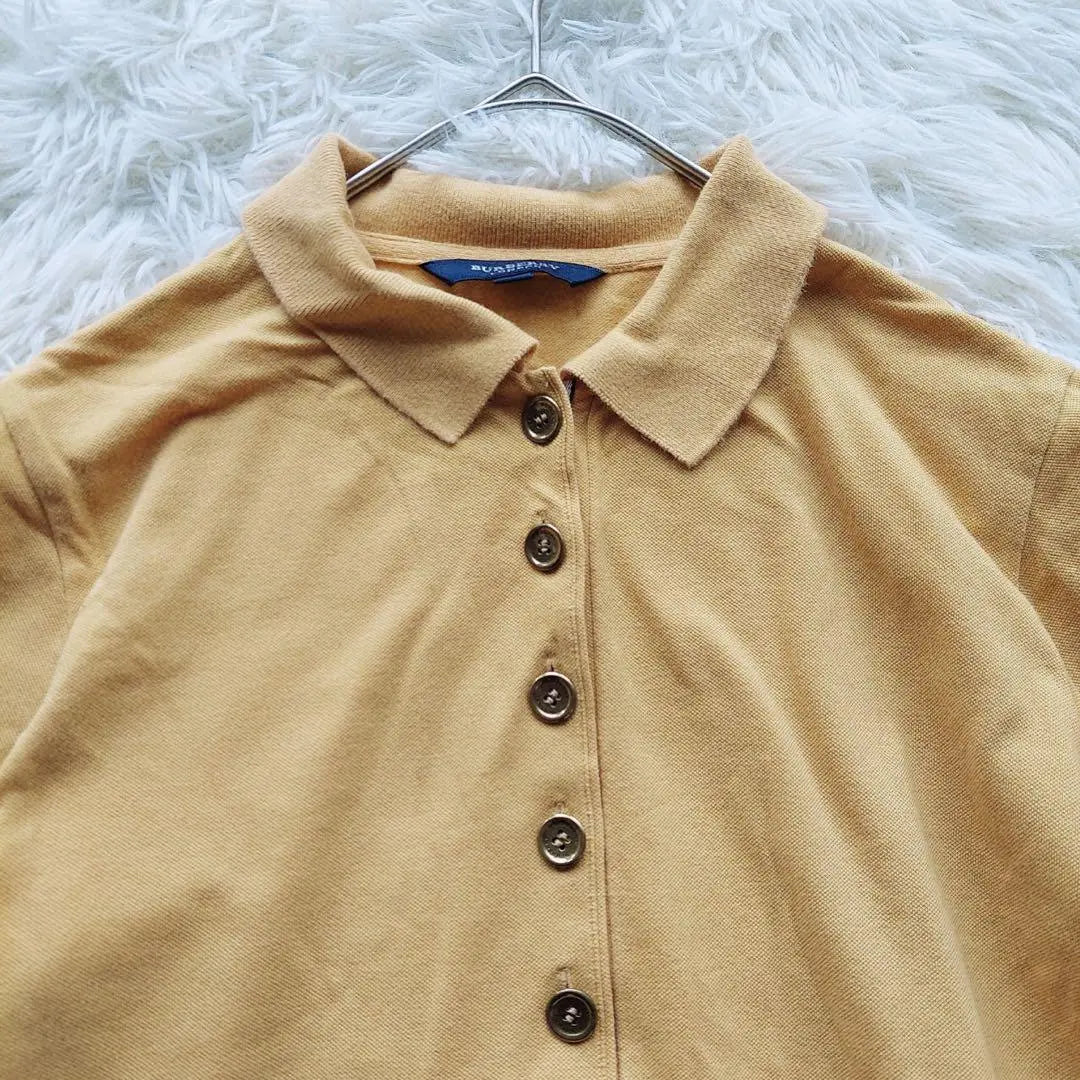 Beautiful goods BURBERRY LONDON (2) Short -sleeved polo shirt gold button logo embroidery | 美品 Burberry London (2) 半袖ポロシャツ 金ボタン ロゴ刺繍