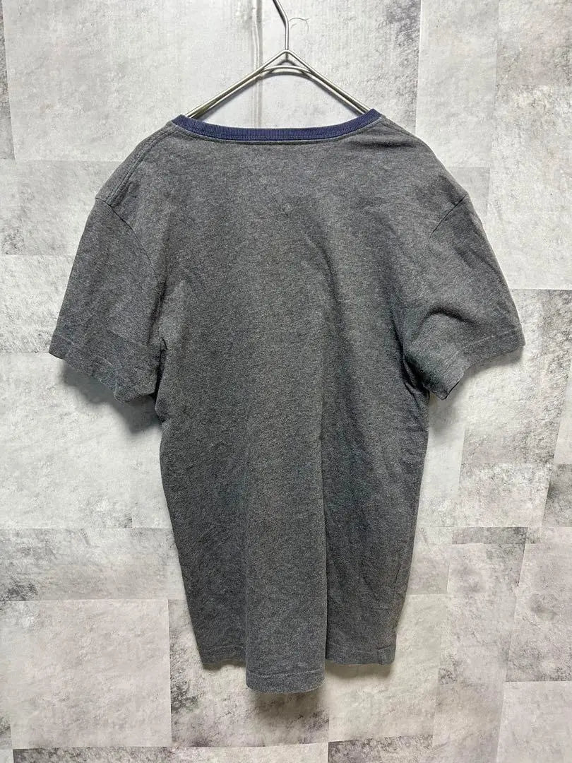 [Tommy] S size short sleeve T-shirt, gray, simple, logo embroidered, men's