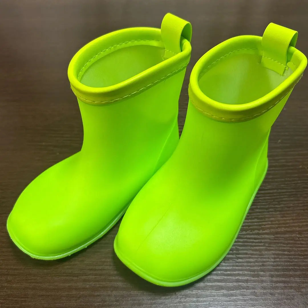 Botas de lluvia para niños sin usar, longitud corta, verde claro, 15,0 cm, hombres y mujeres | Tamaño del producto: 15,0 cm.