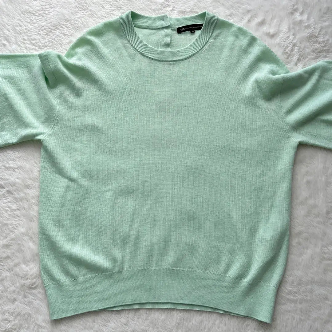 Beauty 23 Ward Pearl Wool Blend Long Sleeve Knit Balloon Sleeve 38 M Green | 美品 23区 パール ウールブレンド 長袖ニット バルーンスリーブ 38 M 緑