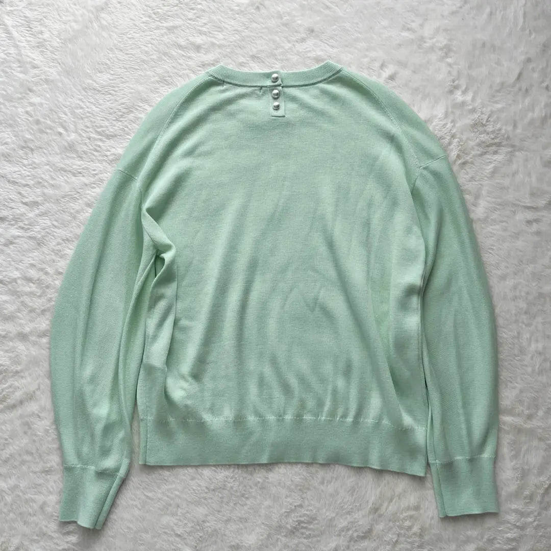 Beauty 23 Ward Pearl Wool Blend Long Sleeve Knit Balloon Sleeve 38 M Green | 美品 23区 パール ウールブレンド 長袖ニット バルーンスリーブ 38 M 緑