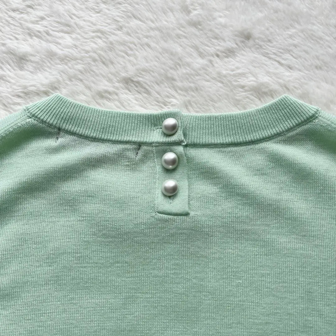 Beauty 23 Ward Pearl Wool Blend Long Sleeve Knit Balloon Sleeve 38 M Green | 美品 23区 パール ウールブレンド 長袖ニット バルーンスリーブ 38 M 緑