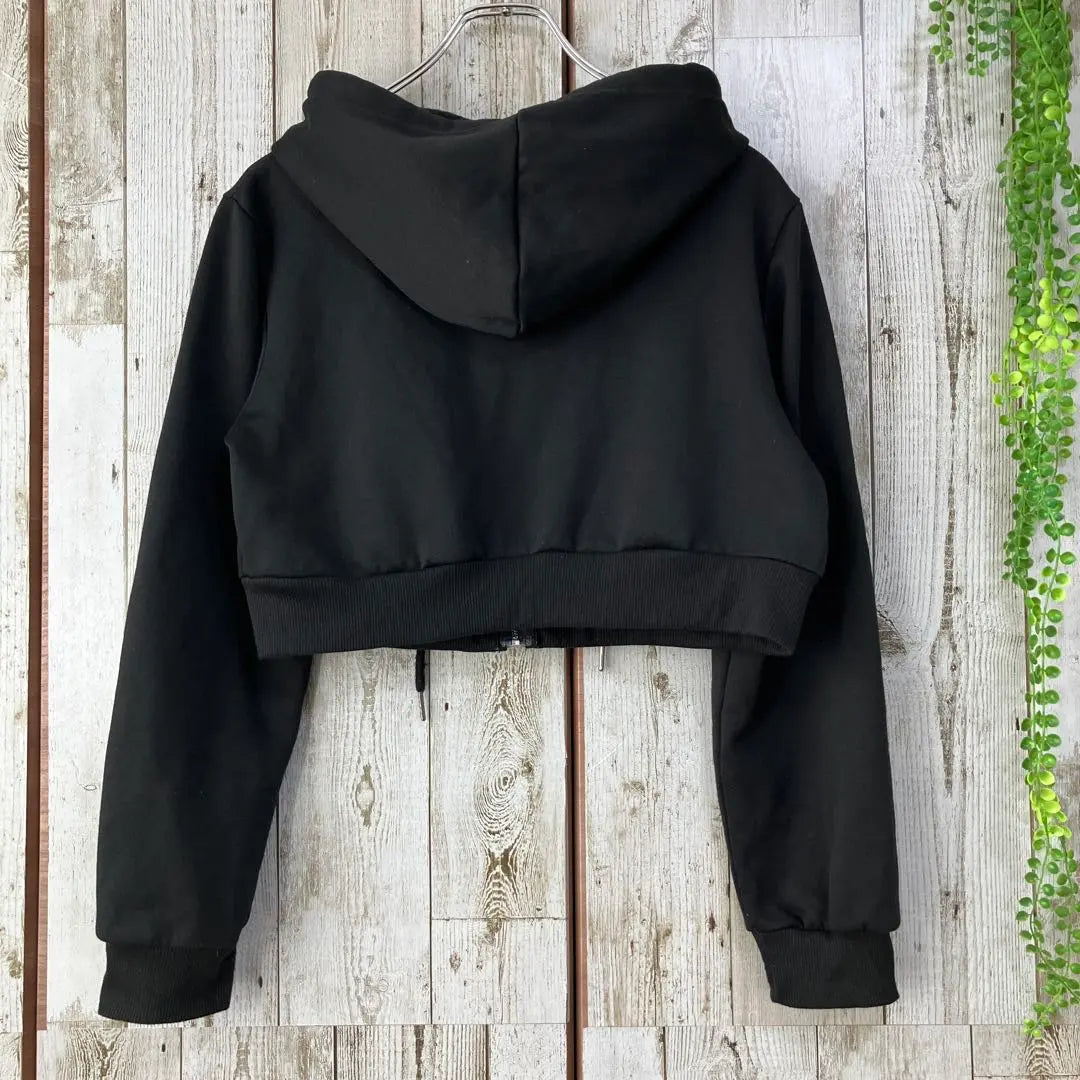 ☆SHEIN☆Hoodie, Short Length, Black, S, Zip-Up, Fleece Lined, Long Sleeve