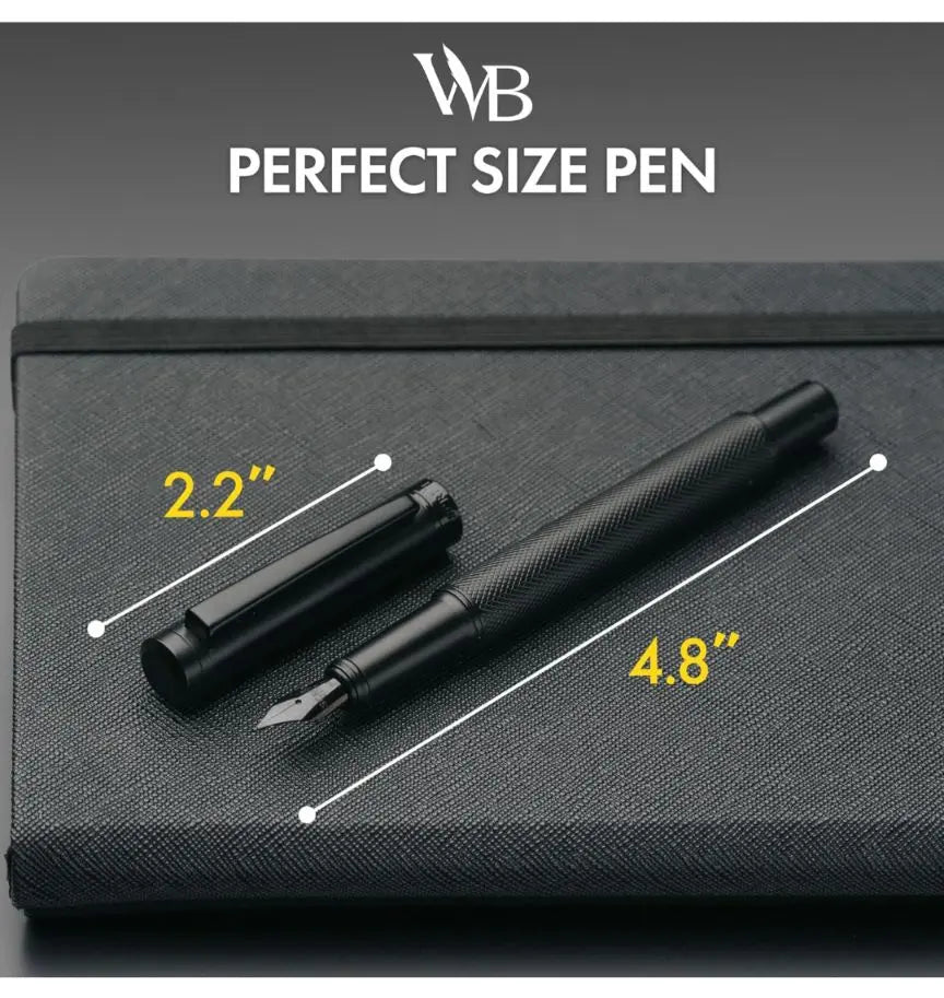 Black Fountain Pen, Ultra-fine Nib, with Ink Cartridge, Calligraphy, Shipping Next Day