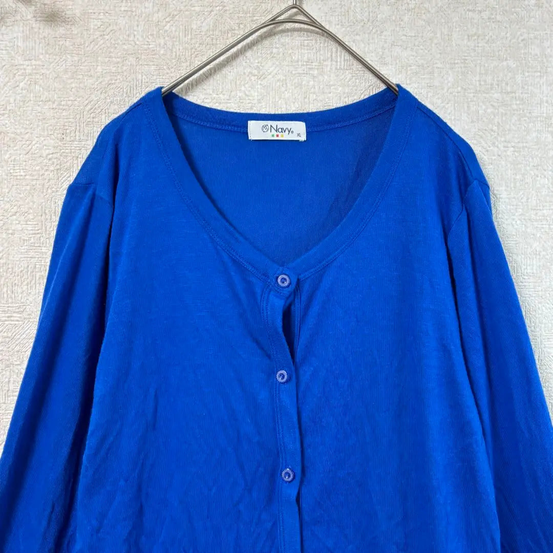 Navy thin cardigan XL blue large size vibrant loose feather