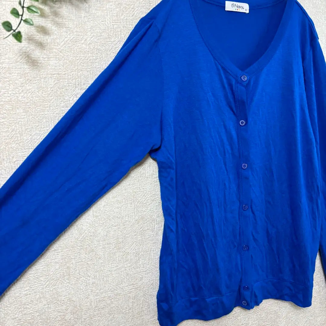 Navy thin cardigan XL blue large size vibrant loose feather