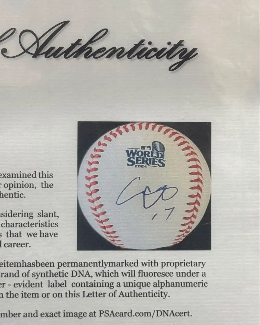 Otani Shohei PSA/Pruebas de ADN/Póster de balón autografiado de la Serie Mundial | 大谷翔平 PSA/DNA鑑定・ワールドシリーズ直筆サインボール ポスター カード