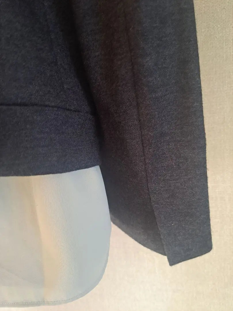 ●Good condition●[Oshu Wool] Gray No-collar jacket formal