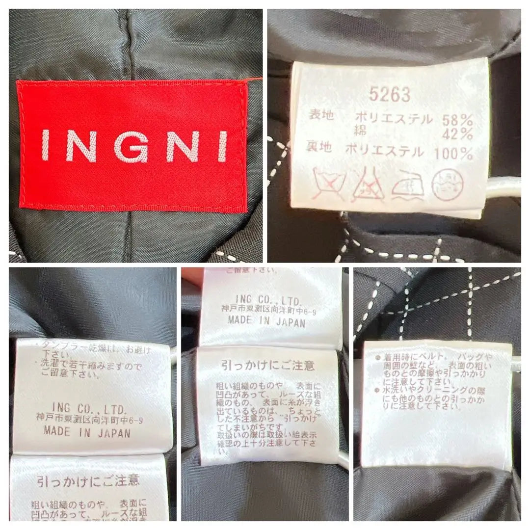 《Ing》 (M) Stainless collar jacket, stitching line check, made in Japan