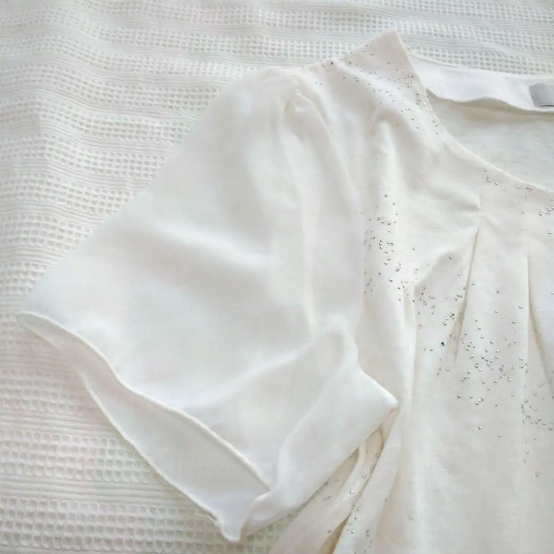 ⑳ Camisa de manga corta Blusa Blanca Transparente Oficina Señora Oficina L