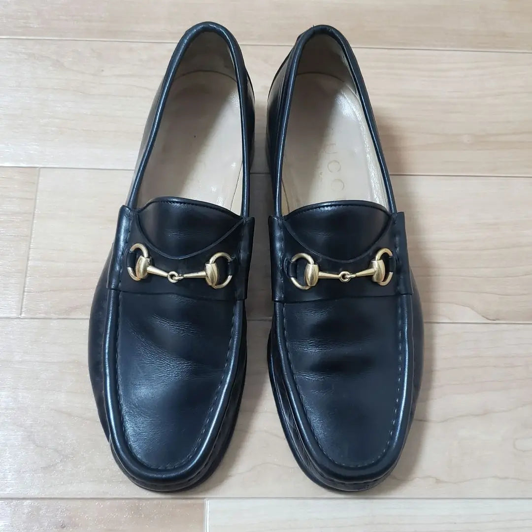 GUCCI Horsebit Loafers 42 1/2 Black