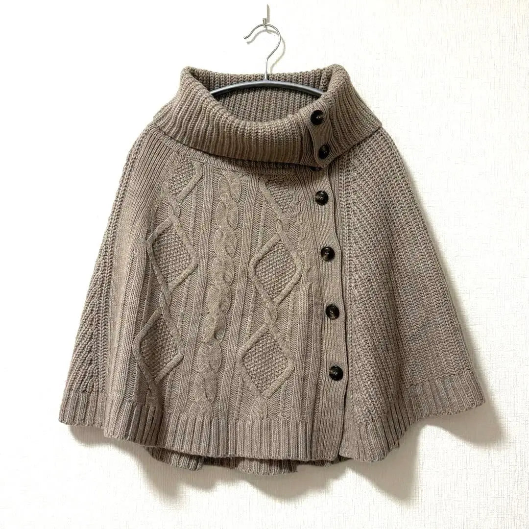 Suite Cable Knit Poncho M Beige Mocha Coldproof