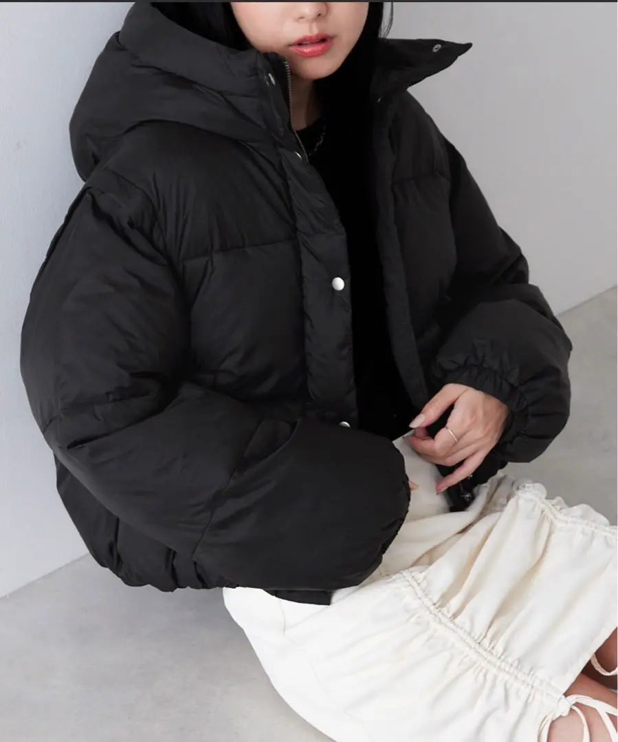 2WAY shine nylon hooded jacket